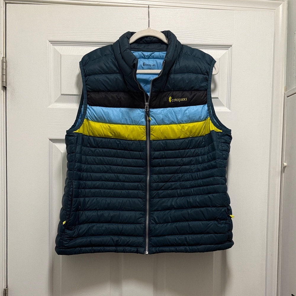 Cotopaxi Fuego Teal Stripe Down Vest